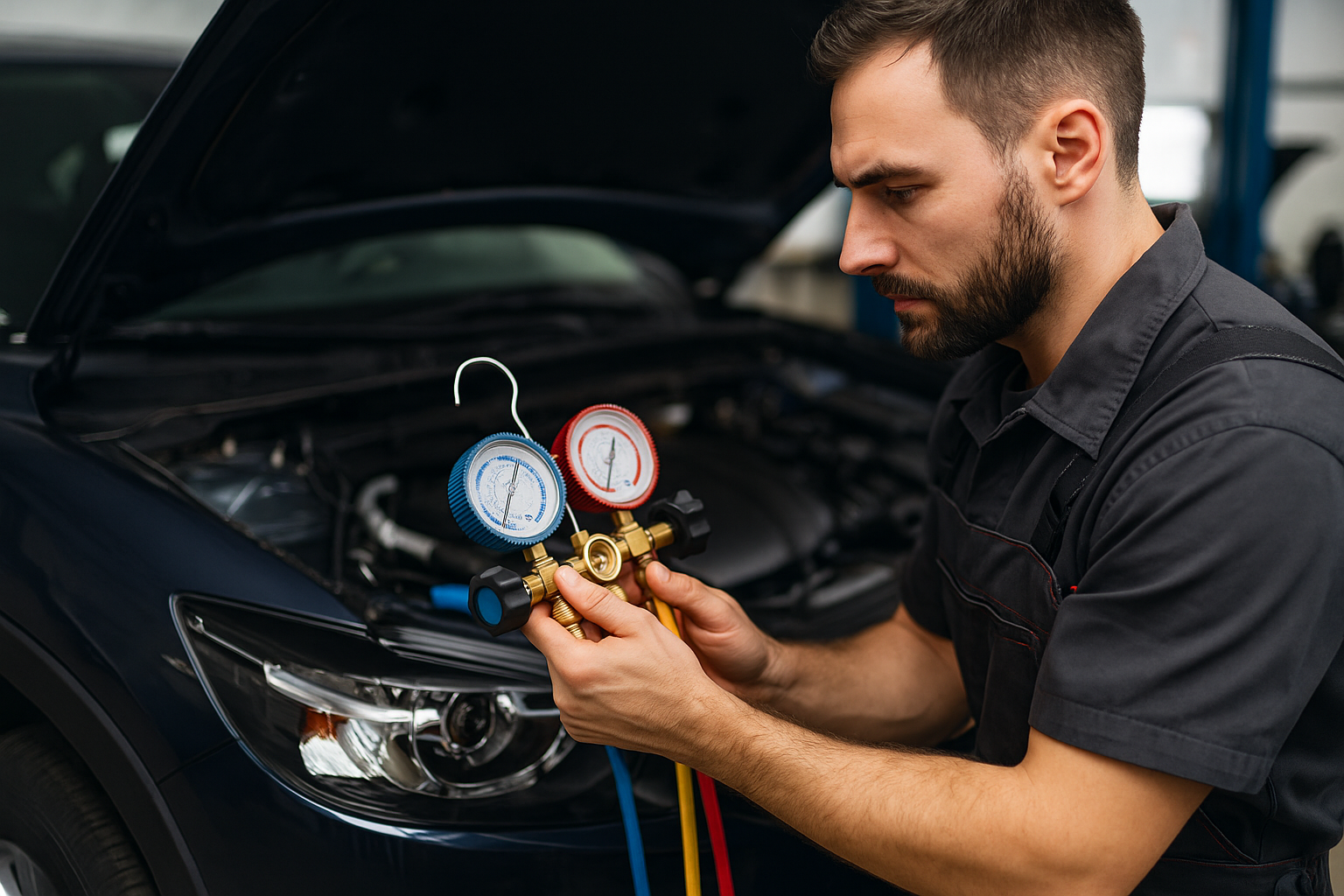 Revisión y carga de aire acondicionado automotriz — Autocare Service Barranquilla