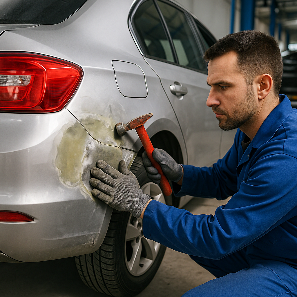 Latonería automotriz: reparación de golpes y alineación de carrocería — Autocare Service Barranquilla